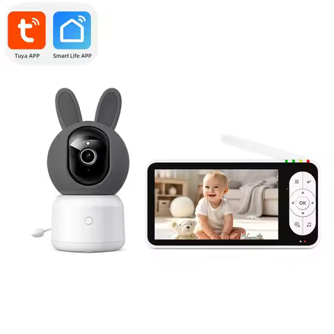 5 inch IPS Screen Tuya APP WIFI Video Baby Monitor Lullaby Nanny Security Camera VOX Temperature Mon