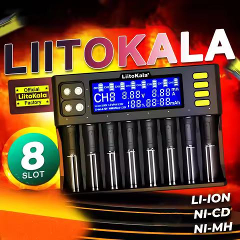 LiitoKala Lii-S8 8-Slot Smart Universal Battery Charger – 2A Fast Charging for Li-ion 3.7V/3.8V/LiFe