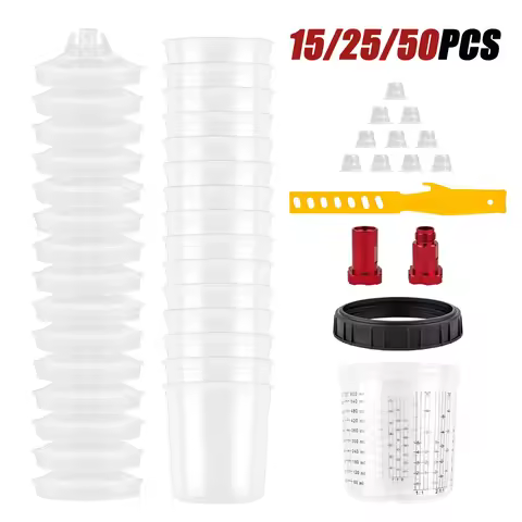 15/25/50Pcs Spray Gun Paint Mixing Cup H/O Quick Cup Spray Gun Tank 20.3oz/600ML Disposable Paint Cu