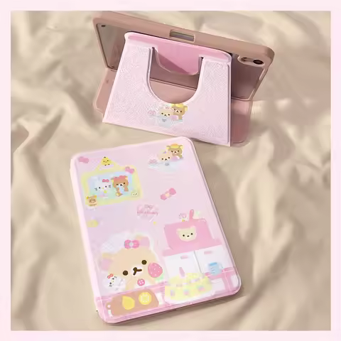 Kawaii Rilakkuma IPad 11 Tablet Protective Cover Cartoon 360 Rotation Air7 Pen Slot MINI7 Anti Drop 