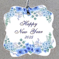 ป้ายTag Happy new year 2025 ไดคัทขนาด5*5cmพร้อมเชือก สำหรับใช้งานเทศกาลปีใหม่