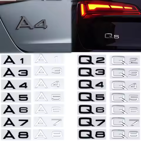 3D ABS Letters Sticker Car Logo for A1 A3 A4 A5 A6 A7 A8 Q2 Q3 Q4 Q5 Q6 Q7 Q8 Emblem Rear Boot Trunk