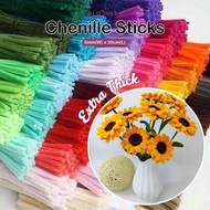 100pcs Chenille Sticks Stems Twist Tie Dawai Jong Kawat Bulu Bunga Pipe Cleaner Rod Twisting 扭棒 Stic