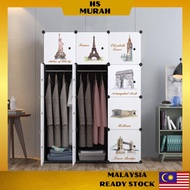 Wardrobe 12 Cube White Cabinet Clothes Shoes Storage Organizer Almari Rak Baju Kasut Pakaian Budak L