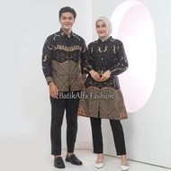 KEMEJA The Latest Couple Batik, Contemporary Women's Batik, Balloon Sleeves, Men's Long-Sleeved Shirt, Ready For The Latest Sabrina Motif Uniform