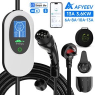 AFYEEV Portable EV Charger Type2 13A 3.5KW EVSE Wi-Fi APP Control Adjustable Current Smart Timing Ch