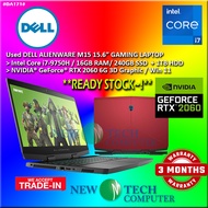 #DA171 USED DELL ALIENWARE M15 Gaming Laptop INTEL i7-9750H 16GB 240GB SSD + 1TB HDD NVIDIA RTX2060 
