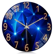 Cool Space Galaxy Analog Wall Clock 12 Inch Battery Operated Blue Decorative Silent Non-Ticking Glas