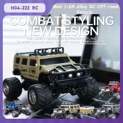 New HG4-222 RC Car Mini 1:64 Alloy RC Off-Road Vehicle 2.4G RC Hummer Climbing Car Model with Tow Bo
