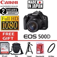 Canon EOS 500D 18-55mm IS original kit set free 32gb/bag/tripod/hoya uv filter/cleaning kit (2 years