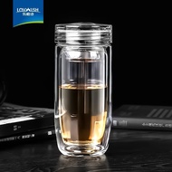 乐唯诗（NERVISHI） 乐唯水杯玻璃杯大容量杯子家用双层便携男女士商务过滤泡茶杯随手杯茶水分离杯 乐风双层玻璃杯【380ml】