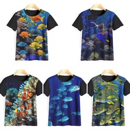 Cool 3D Fish Motif T-shirt Funny Sea Fish Motif T-shirt Fish Theme Clothes for Adults and Children