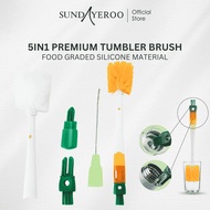SUNDAYEROO 5-in-1 Multi Purpose Bottle Brush Tumbler Brush Cleaner Straw Brush Lid & Groove Cleaning