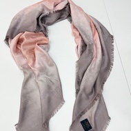Louis Vuitton LV 雙色灰粉漸層 cashmere 喀什米爾 羊毛絲質 混紡 大披肩 圍巾 披巾 披肩
