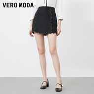 กางเกงขาสั้นเอวสูง Vero Moda Sweet Wave Edge Beaded Dark Pattern สำหรับผู้หญิง กางเกงขายาวทรงเอ ฤดูร