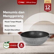 CYPRUZ Wok Pan Grey Marble Series