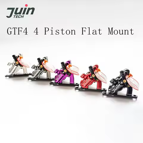 Juin Tech GTF GTF4 Line Pull Hydraulic Disc Brake Caliper Road Disc CX Gravel 4 Piston GT F Flat Mou