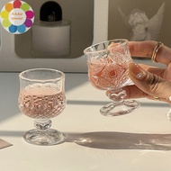 SEMEBY Korean Style Engraved Embossed Small Goblet Glass Cup For Soju Sake Liquor Short Stemmed Glas