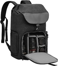 CADeN Camera Backpack Canvas Camera Bag for DSLR/SLR Mirrorless Camera with 15.6 inches Laptop Compartment, Camera Case Compatible for Sony Canon Nikon Cameras and Lens Tripod Waterproof Black