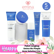 Paket Lengkap Emina Ms Pimple Acne Solution 5 in 1 - Skincare Perawatan Kulit Berjerawat dan Bekas Jerawat Ampuh BPOM (Face Wash, Face Toner, Moisturizing Gel, Spot Gel, Sebum Fighter Loose Powder)