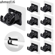 AHMED 2pcs Curtain Rod Bracket, Self-Adhesive Nail-Free Curtain Rod Holder, Fixed Clips Adjustable Wall Hanging Black Curtain Rod Hook Home Accessor
