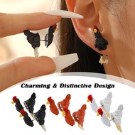 Cute Chicken Earrings Handmade Funny Chicken Earrings Farm Animal Elegant Hand Painted Lightweight R