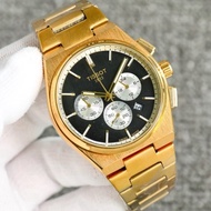 Tissot 1853 T-Classic PRX Rose Gold Black Dial Chronograph Watch.