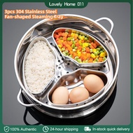 3pcs 304 Stainless Steel Fan-shaped Steaming Tray Rice Cooker Steaming Grid Steaming Box Steamer