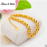 Chan Wah Malaysia Jewellery Brass Jewelry Bangle Gelang  Bracelet for Women 916 Gold Love Transfer Beads Bracelet Ladies Vietnam Sand Gold Jewelry New Products Accessories Hand Ornaments rantai tangan perempuan