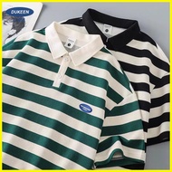 ☂ ▤ ❂ HUILISHI Striped short sleeved POLO shirt for men's summer heavy top T-shirt casual