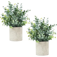 Velener 2 Pcs all Fake Plants Eucalyptus, Artificial Plants Indoor for Shelf, Potted Eucalyptus Plan