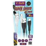 FAST CHARGING CABLE 2.4A TYPE C DATA CABLE VGEN VGC-12 SUPER SPEED 2.4A TYPE C DATA CABLE