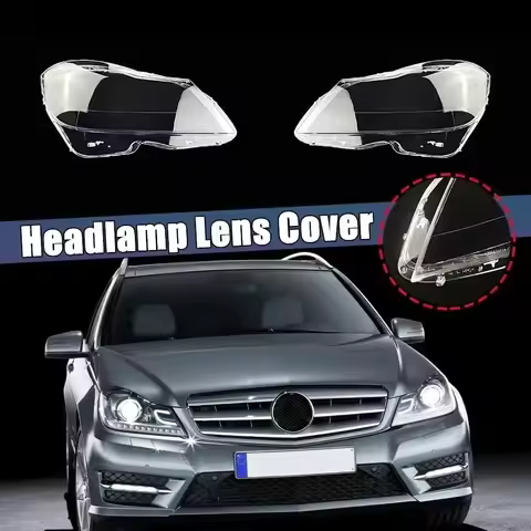 Pair Front Headlight Headlamp Lens Cover For Mercedes-Benz W204 Sedan Coupe C180 C200 C260 2011-2014