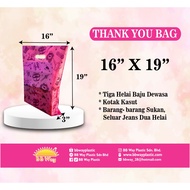 THANK YOU PLASTIC BAG 16" x 19" (100 Pcs)/TERIMA KASIH BEG PLASTIK 16" x 19" (100 Keping)