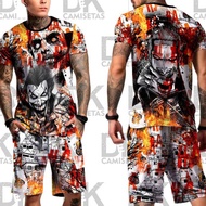 Broken Set T-shirt And Shorts With Pocket Joker Cry Now Laugh Later Clown hahaha