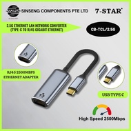 7-STAR* USB Type C to Ethernet Adapter, USB Type C RJ45 10/100/1000 2.5Gb Gigabit Ethernet High Spee