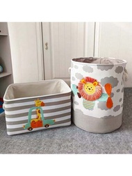 1入組獅子寶寶洗衣籃,可愛恐龍可摺疊玩具收納桶野餐髒衣服籃子盒子組織者卡通動物