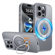 Suitable for 16pro Phone Case Magsafe Double Ring Magnetic Apple 15 Rotating 16E Magnetic Bracket