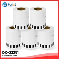 5 x Rolls Brother DK 22251  Black/Red on White Continuous Labels for QL-800 QL-810W QL-820NWB