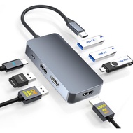 4K@60Hz HDMI Display Port USB C Docking Station Dual Monitor untuk Laptop Dell/HP/Mac, 7 dalam 1 USB