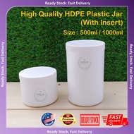 High Quality 500ML / 1L HDPE Plastic Jar With Insert Round Container Plastic Sealed Jar Packaging Ca