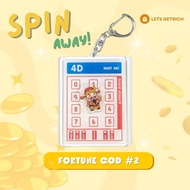 4D Rotating Keychain 3D God of Wealth Lucky Numbers