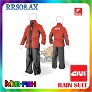 BAJU HUJAN ORIGINAL GIVI RRS08 RAIDER TECH RAIN COAT | RAIN SUIT RED / BLACK RRS 08 (BAJU + SELUAR)