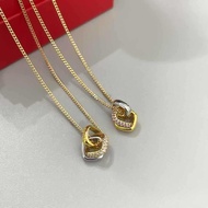 New Style Square Three-Color Three-Ring Diamond Necklace Fashionable All-Match Ladies Clavicle Chain