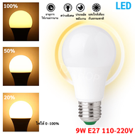 หลอดไฟ LED แบบ หรี่ไฟได้ ขนาด 9 วัตต์ ขั้ว E27 แสง Warm White  หลอดไฟ ทรงกลม  ใช้ร่วมกับสวิตซ์หรี่ไฟ LED A60 DIMMABLE