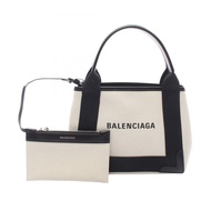 【二手】巴黎世家 (Balenciaga )手提包 海軍藍 Cabas XS 390346 象牙白/黑色帆布皮革 海軍藍 Cabas XS 女款 二手 A
