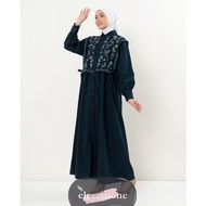 Anami Denim Dress - Modern Embroidered Denim Dress - Denim Muslimah Dress with Embroidered Details