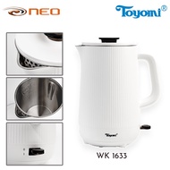 Toyomi 1.5L Stainless Steel Cordless Kettle | WK 1633 | Cordless base with 360 rotation | BPA Free | 1 year warranty