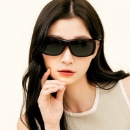 森感黑舒適透氣方框防滑彈力鏡腳偏光墨鏡│外掛UV400太陽眼鏡