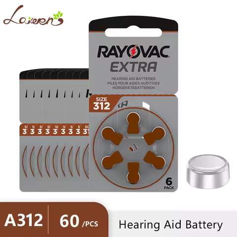 Hearing Aid Batteries 60 Pcs Rayovac Extra Zinc Air Battery A312 312A ZA312 312 PR41 Hearing Aid Bat